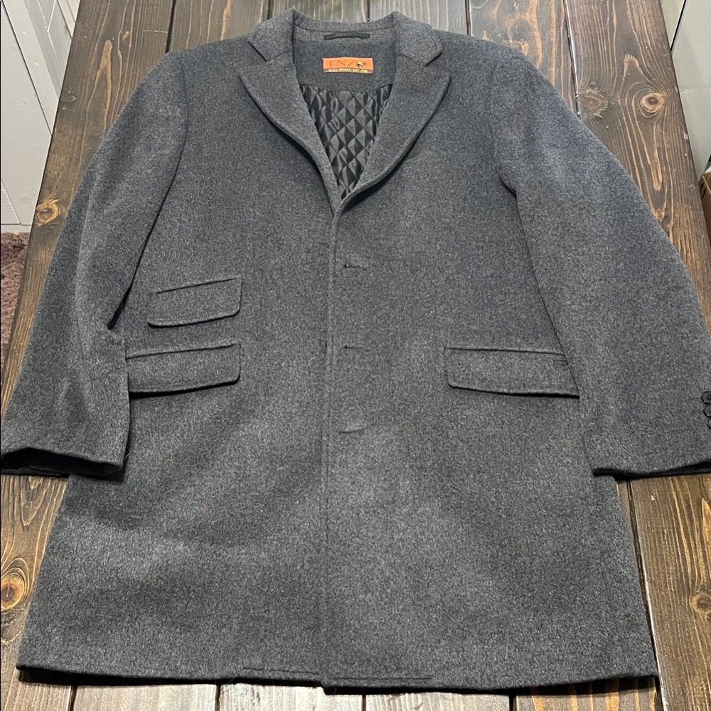 Enzo Tovare - Men’s Charcoal  Gray Car Coat with Patterned Lining - NWOT